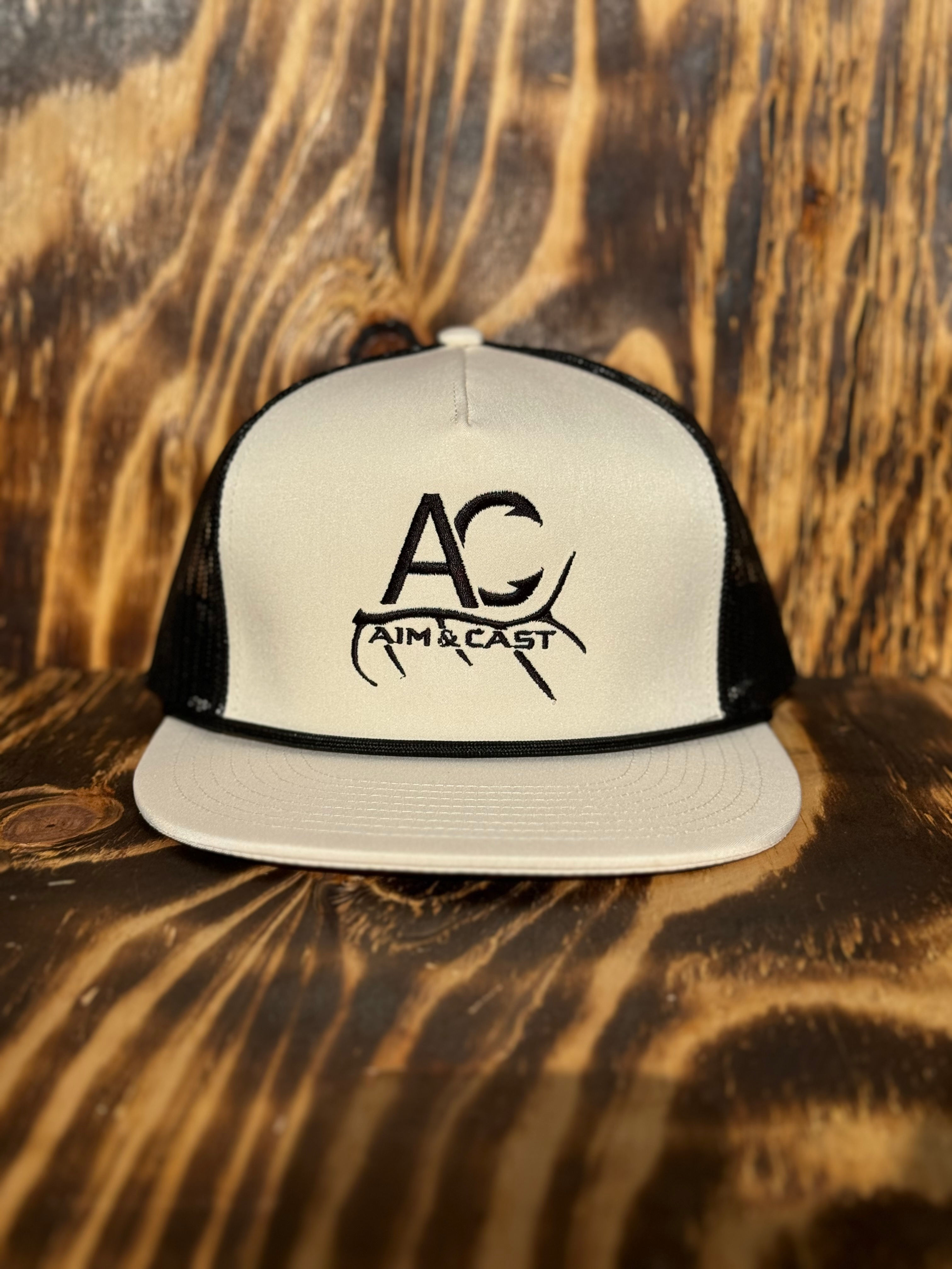 Cream/Black A/C Horn 5 Panel Rope Hat