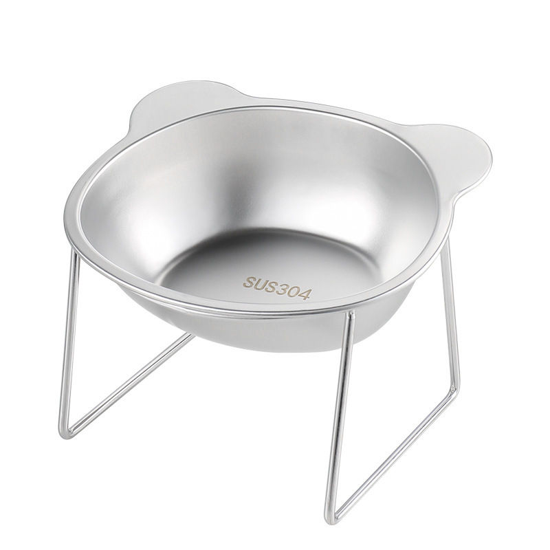 Thumbnail: Tilted Stainless Steel Elevated Pet Bowl