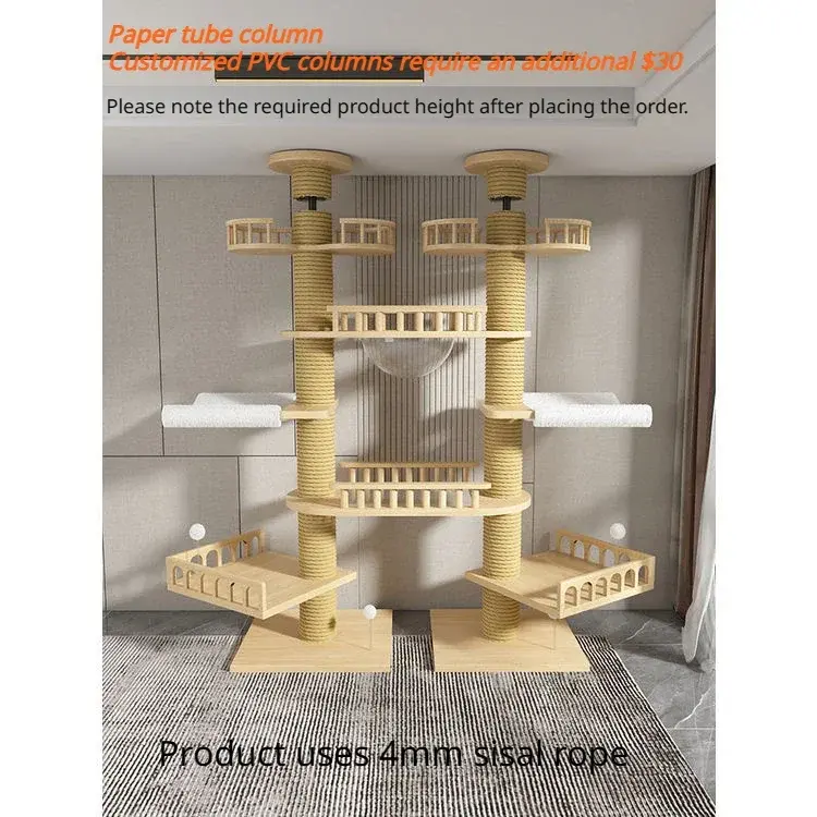 Thumbnail: Floor-to-Ceiling No-Drill Wood Cat Scratching Post