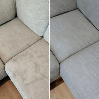 Before and after lounge cleaning improving fabric upholstery freshness in Belmont