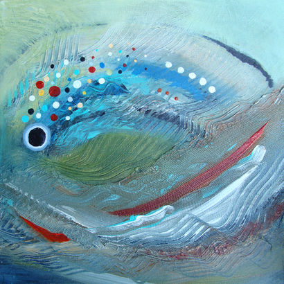 Peinture abstraite Vivant, acrylique et technique mixte sur toile 14x14 pouce  | Nicole Ethier-Vallières peintre | Québec, Canada