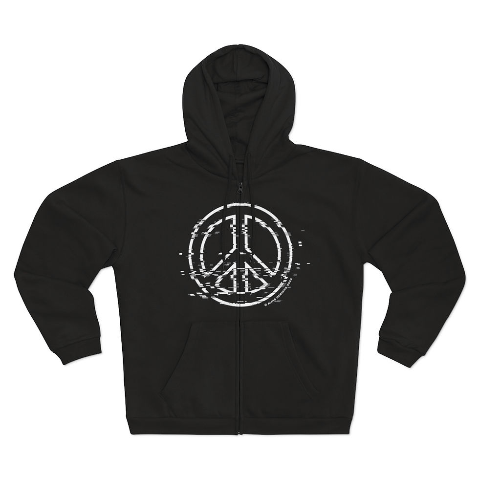 Thumbnail: Peace Glitch Unisex Hooded Zip Sweatshirt