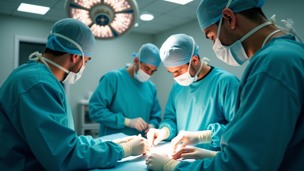 Eye-level view of a modern operating room with laparoscopic equipment