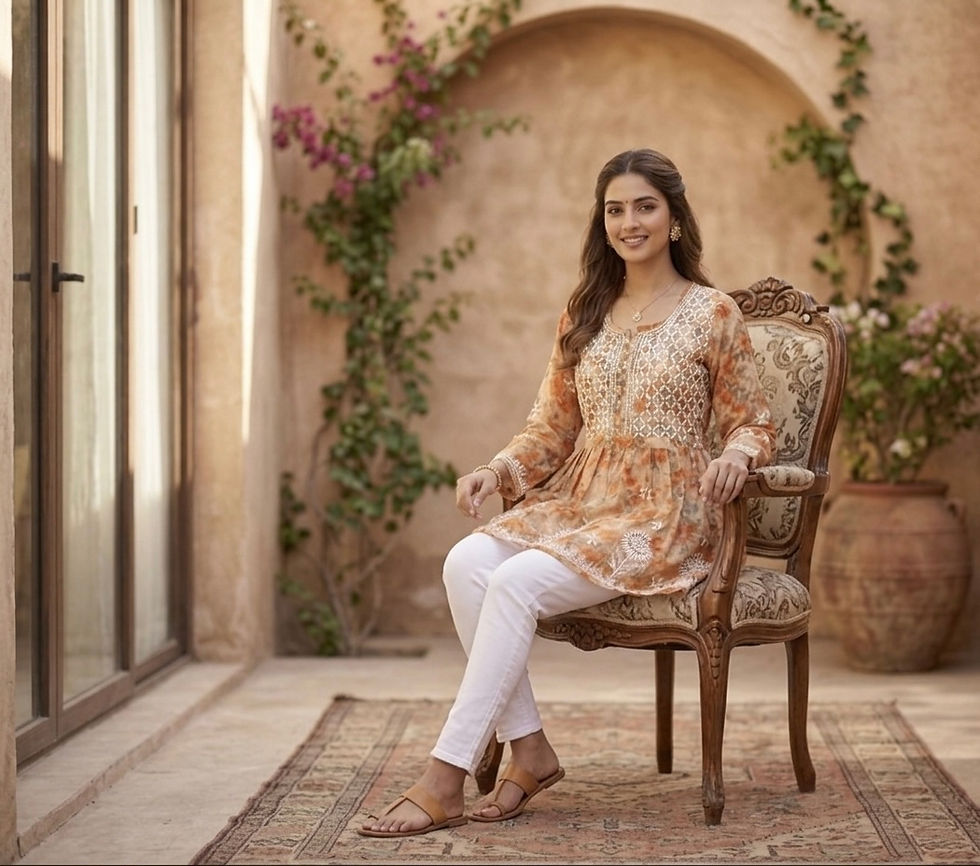Thumbnail: Peplum style short Chikankaari kurta