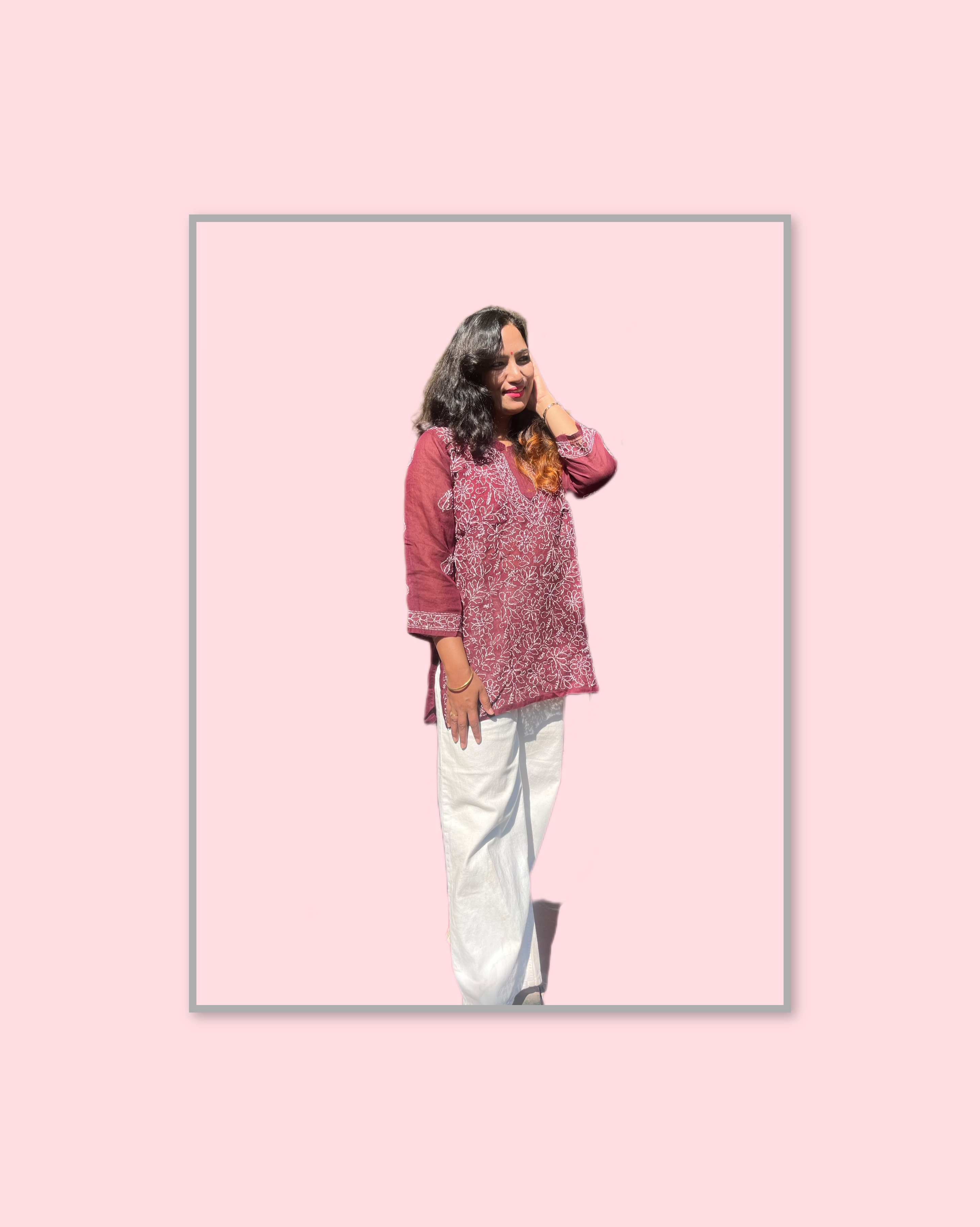 Wine Heritage chikankari kurti