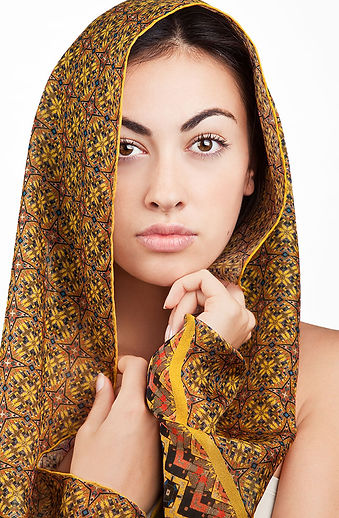Silk chiffon scarf Leaves