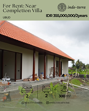 Offplan near completion villa for rent in ubud