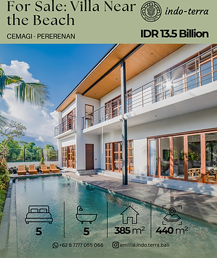 5 bedroom villa for sale in cemagi canggu pererenan