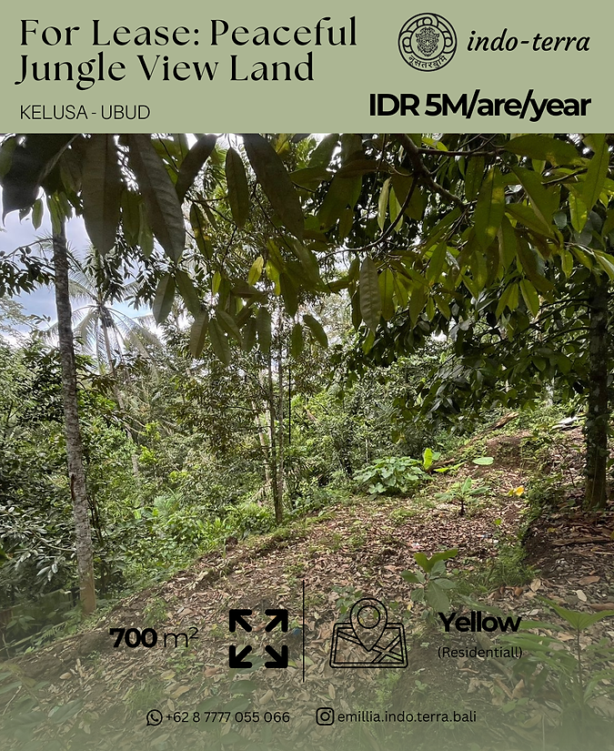 Leasehold Land with Jungle View in Kelusa near Ubud Center
