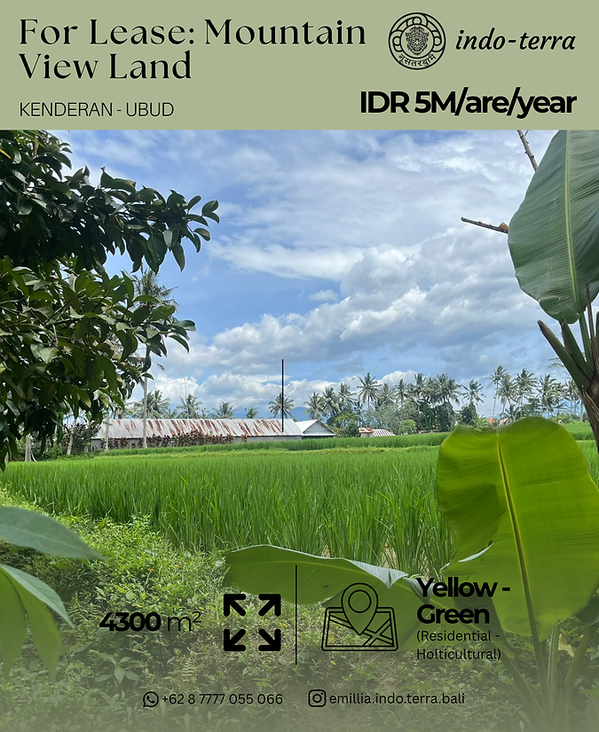 Land for lease in Ubud Kenderan