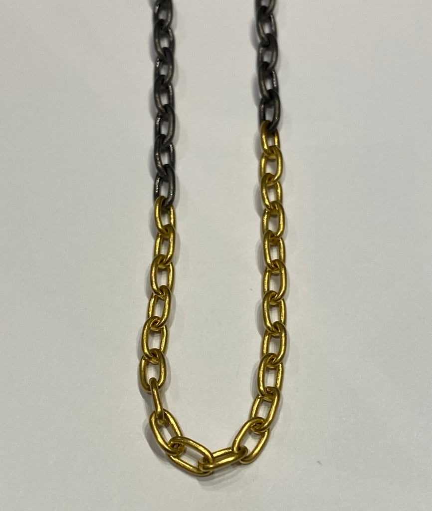 Thumbnail: Mixed metal mini oval link chain