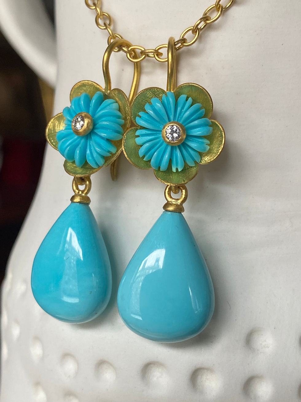 Thumbnail: Turquoise Cactus Flower Earring