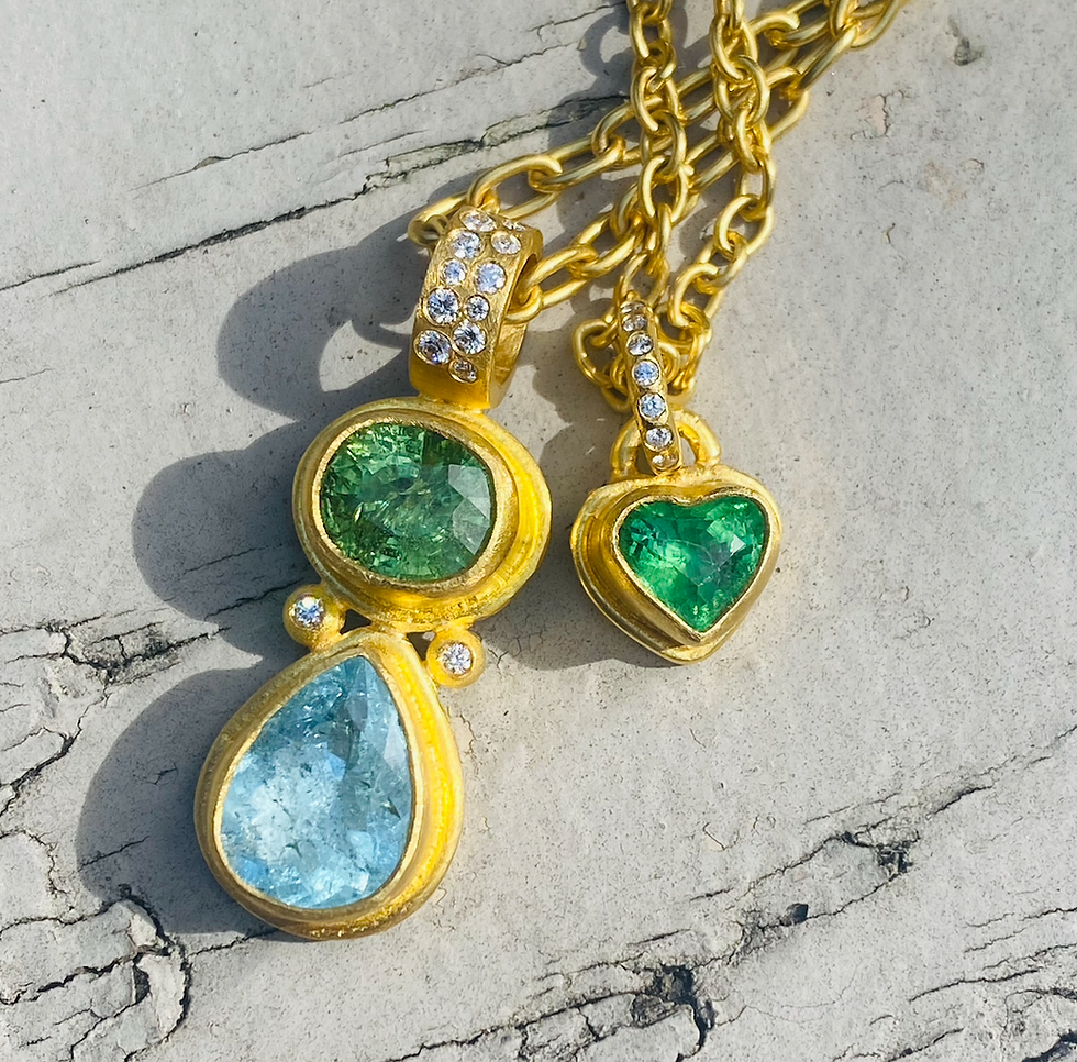 Thumbnail: Mini heart pendant - tsavorite garnet
