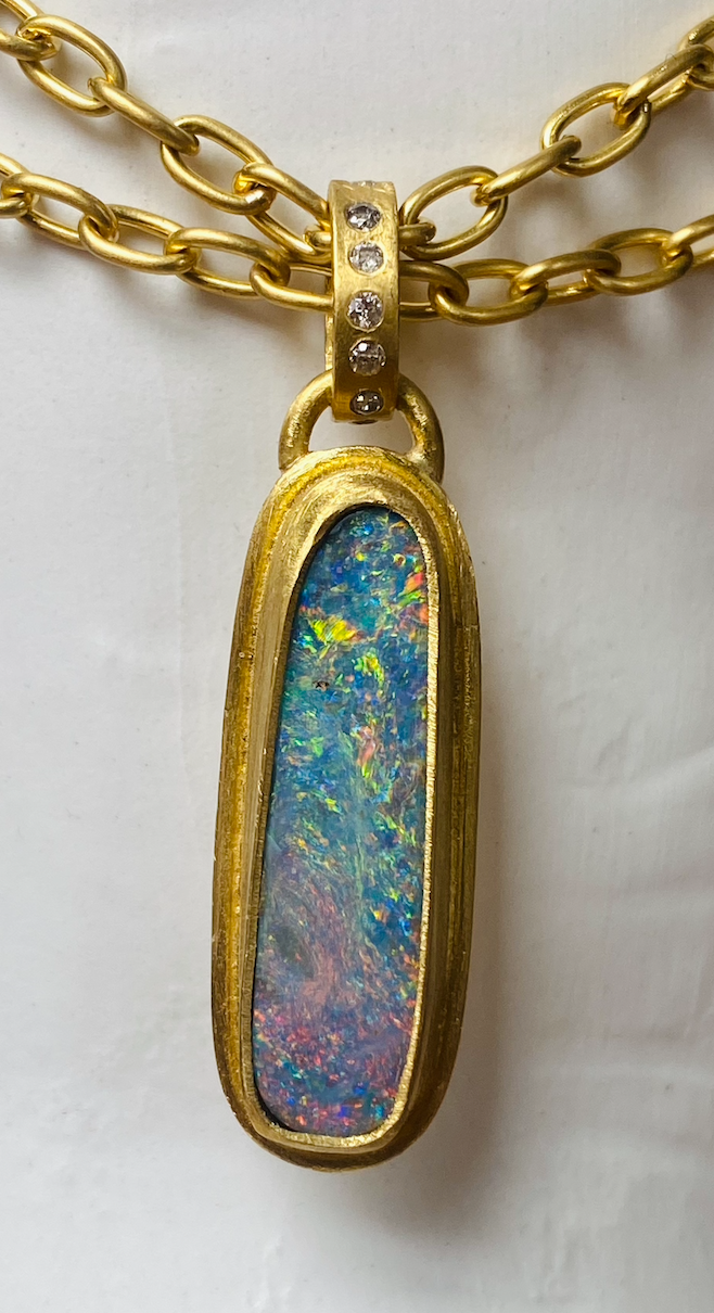 Thumbnail: Opal & diamond elements pendants