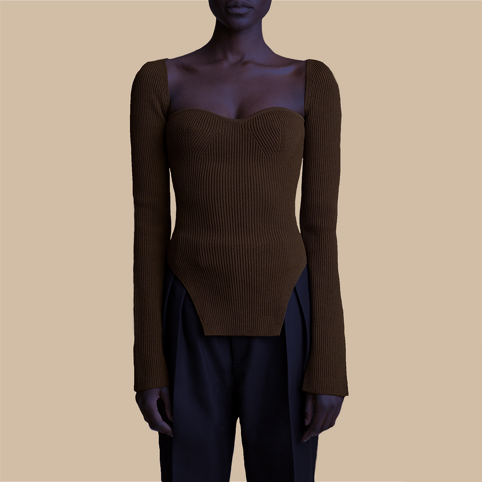 Thumbnail: Knit long sleeve asymmetrical top