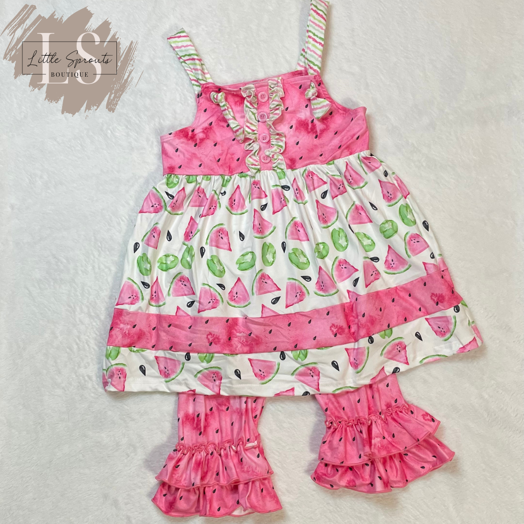 Watercolor Watermelon Capri Set