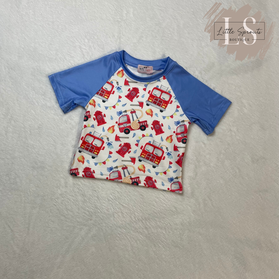Red Firetruck Boys Top