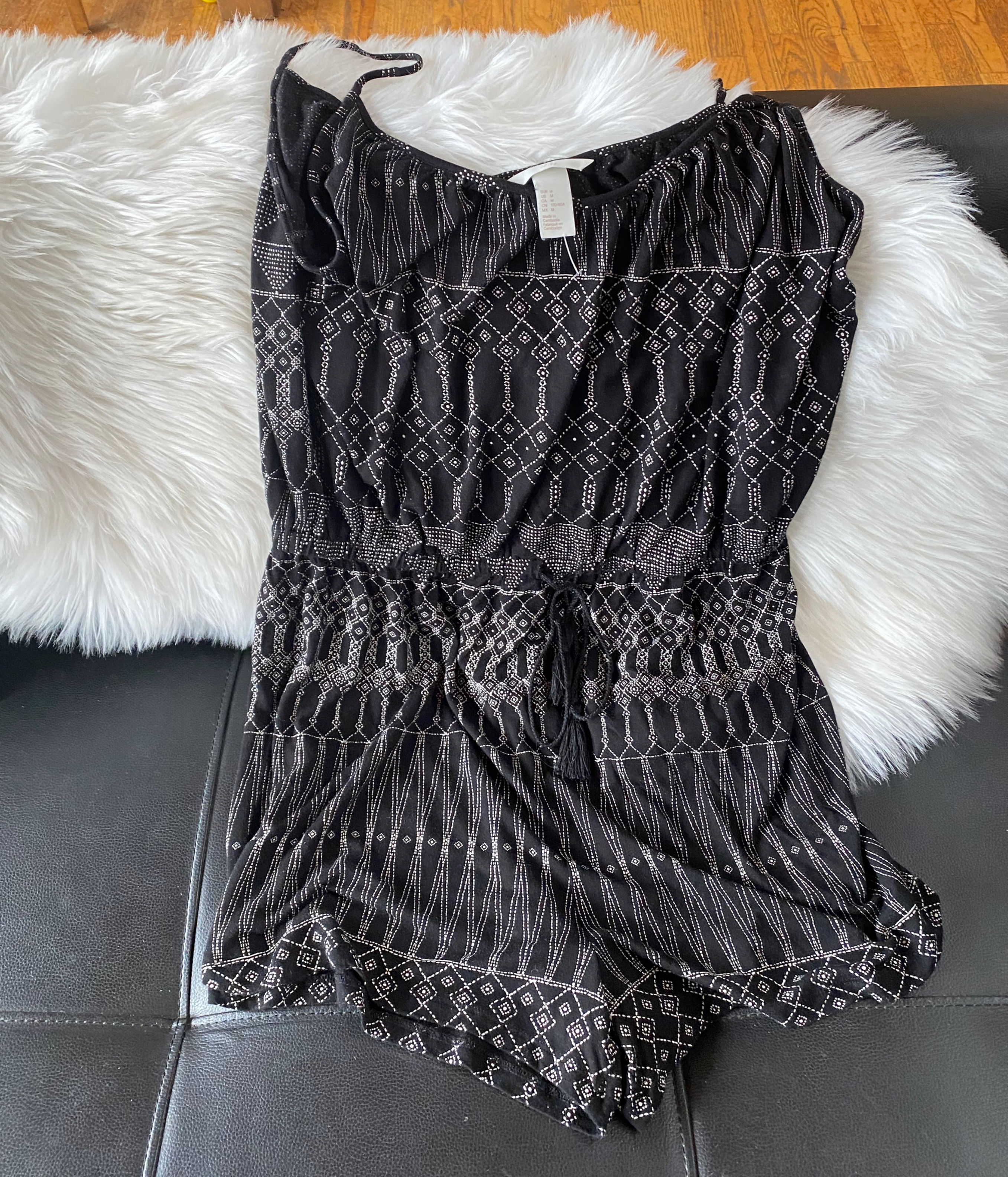 Black Cotton Romper (Medium Size)