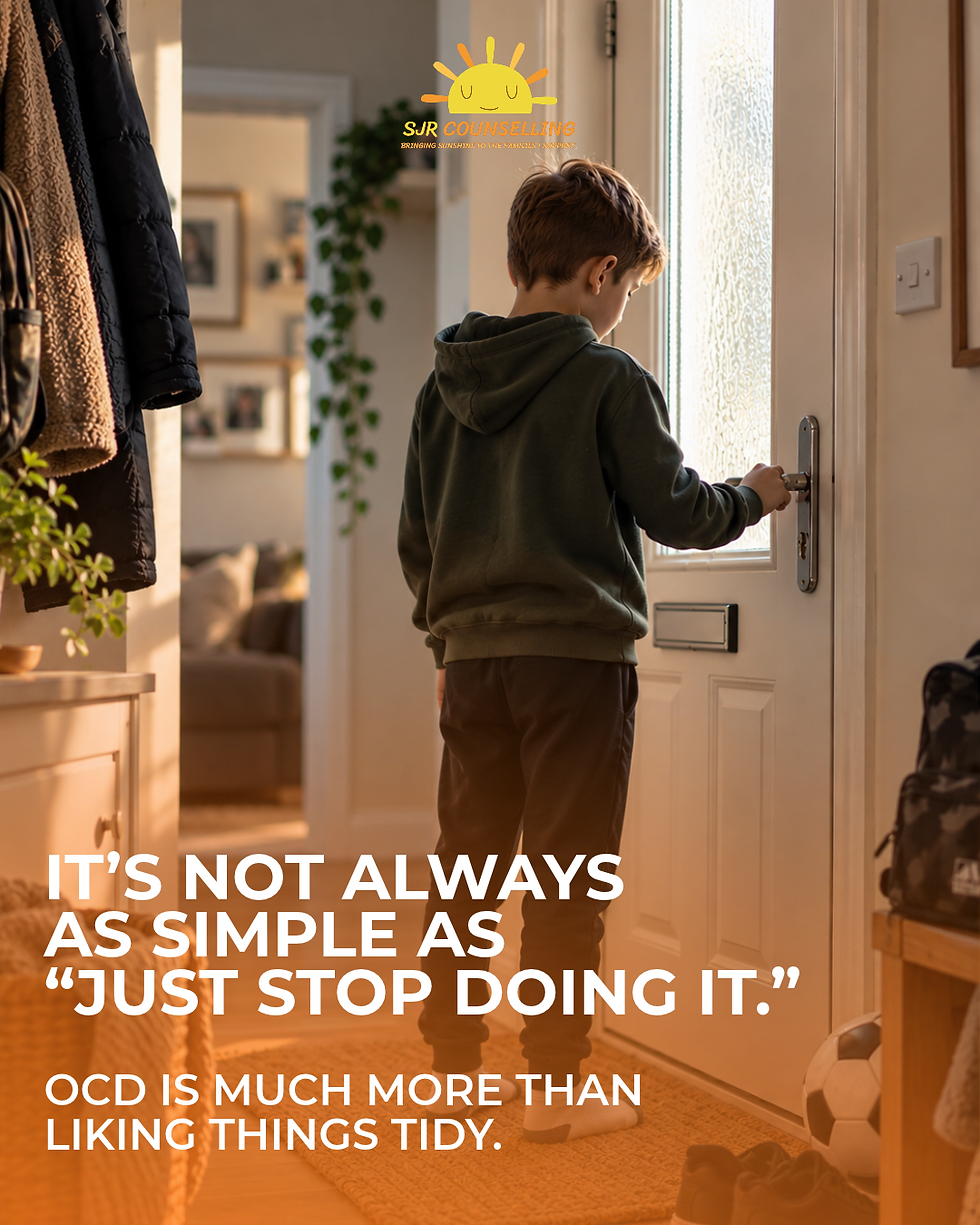 A child checking the front door handle.