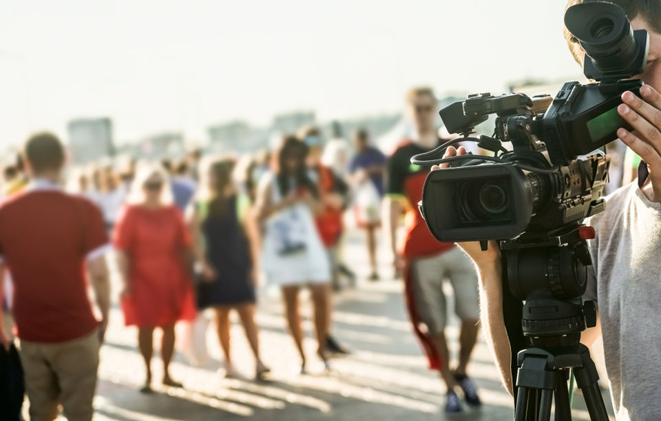 crowd at event being filmed
