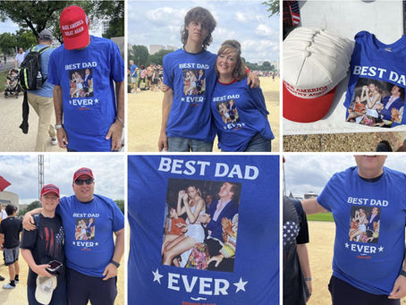 MAGA supporters wearing pervy Trump Ivanka "BEST DAD EVER" shirts
