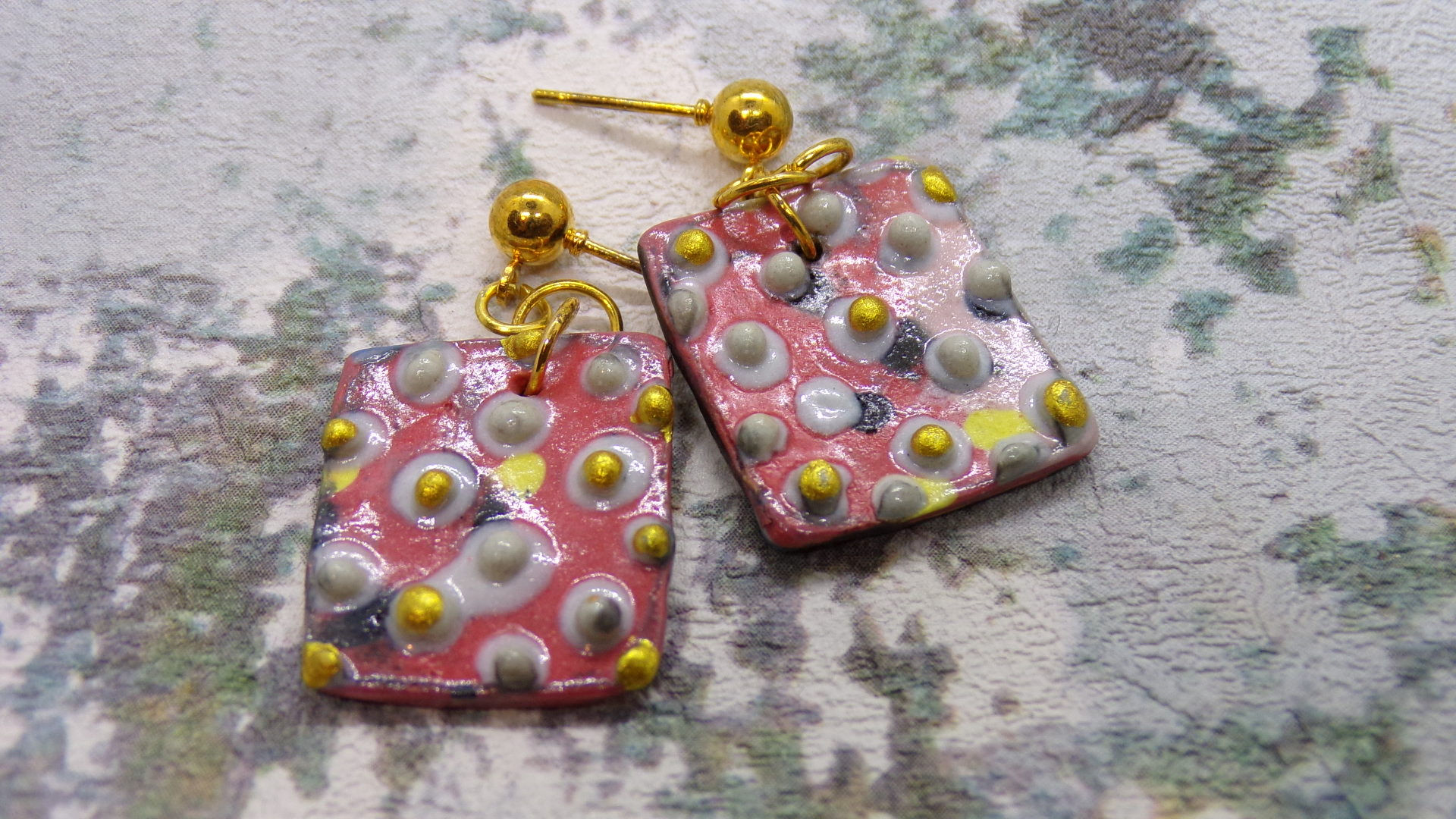 Square porcelain earrings