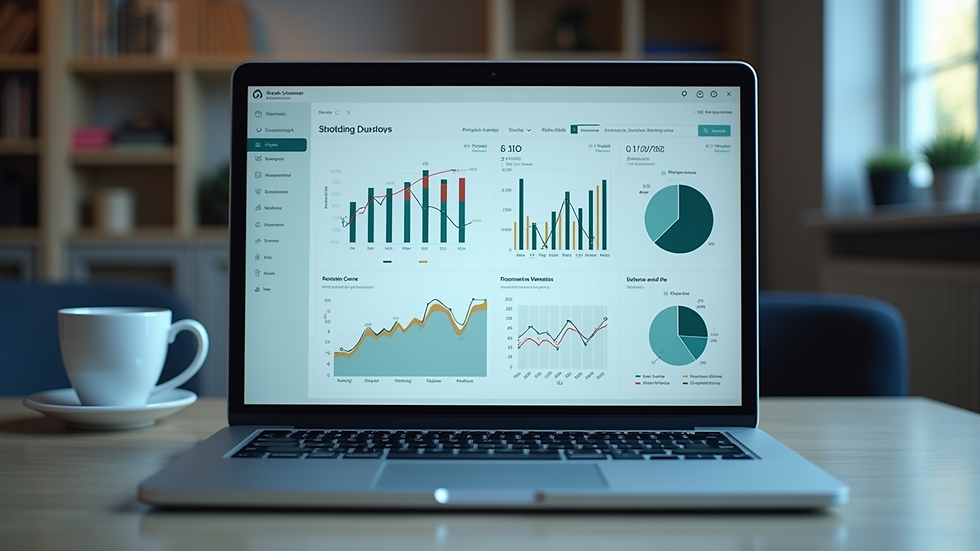 Eye-level view of a laptop screen showing digital marketing analytics