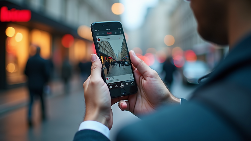 Eye-level view of a colorful social media post on a smartphone screen