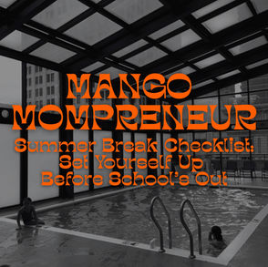 Black and white photo with kids swimming: Mango Mompreneur Summer BreakChecklist