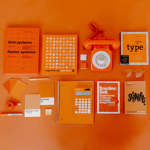 orange books, phones and orange tools