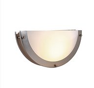 This wall sconce is a half circle that only extends 3 5/8” from the wall. The integrated LED array gives off lumens roughly equivalent to a 60W incandescent bulb, making it suitable as ambient lighting or decorative lighting in locations such as offices, lobbies, hotels, and restaurants.