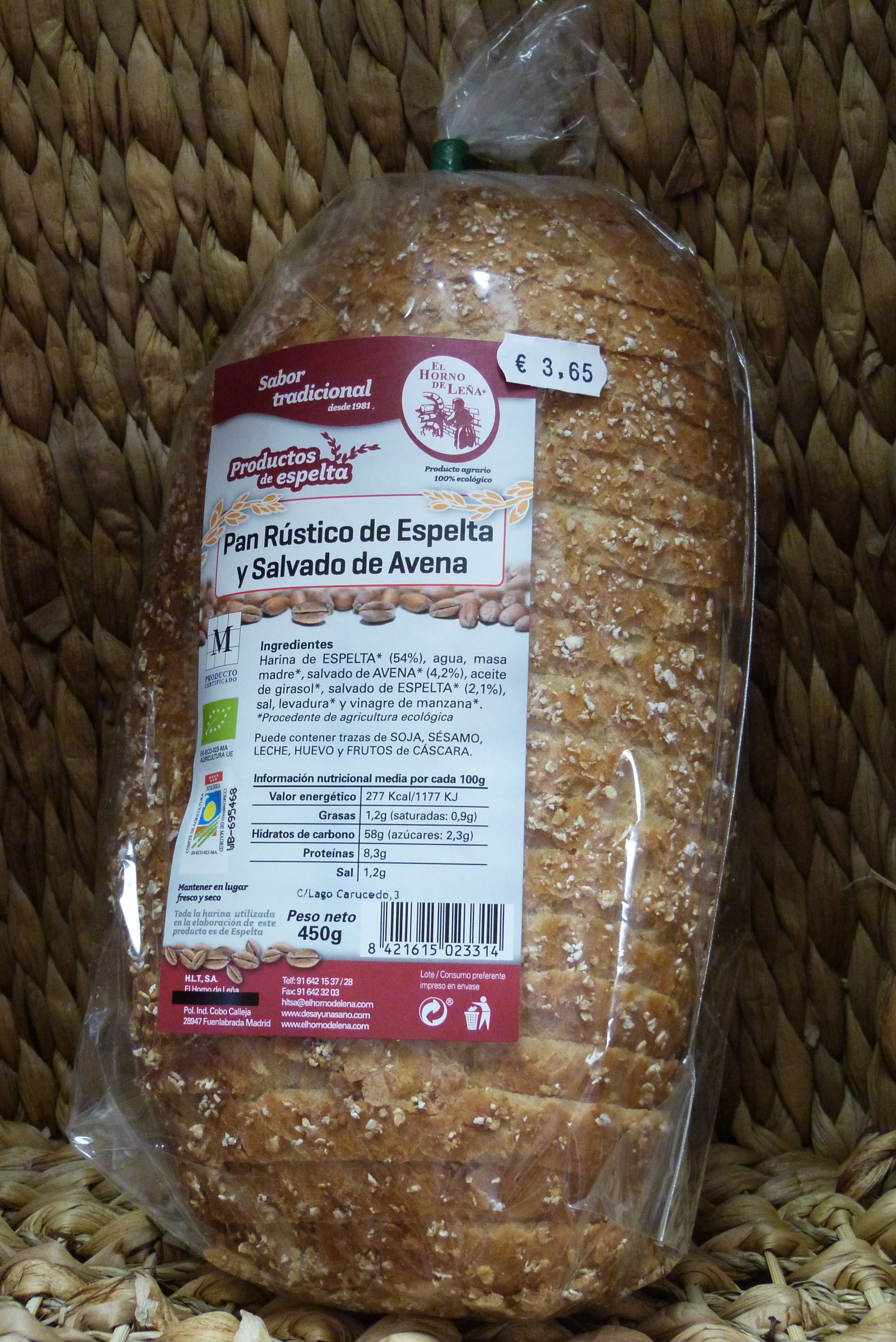 Pan Rústico Espelta - Salvado Avena (450g)