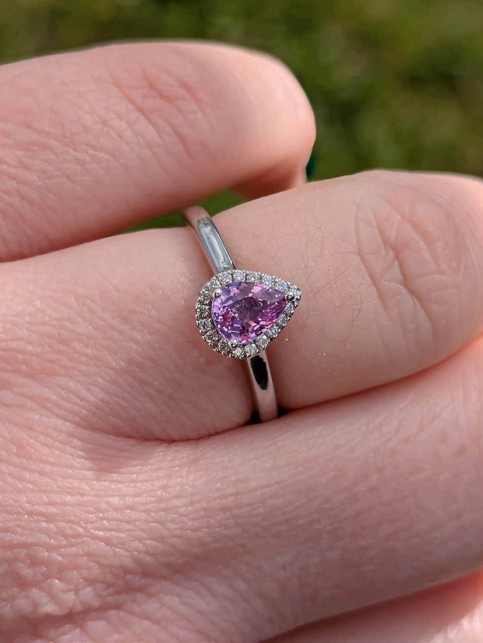 Thumbnail: 18ct Solid White Gold Natural Purple Sapphire and Diamond Halo Ring
