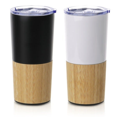 תמונה ממוזערת: כוס תרמית בשילוב נירוסטה ובמבוק עם חריטה