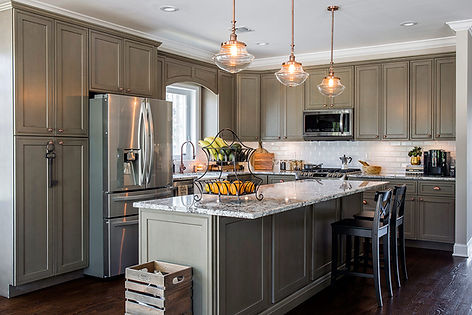 Premium All Wood Recessed Panel Cabinets Featuring a Green Beige Stained Wood Finish and a Decorative Bead Detail. These Quality Cabinets are In-Stock and Ready to Ship Directly to You - Request Your Free Kitchen Design or Quote to Start Your Project Today.