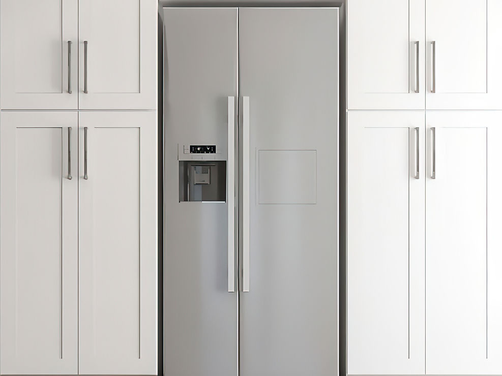 Ashton White Shaker Kitchen Cabinets with Refrigerator