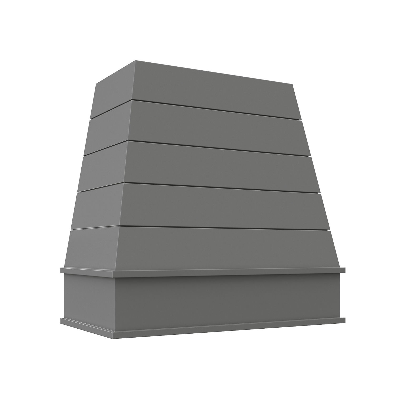 Tapered Wood Hood - Block Molding with Shiplap - Grey