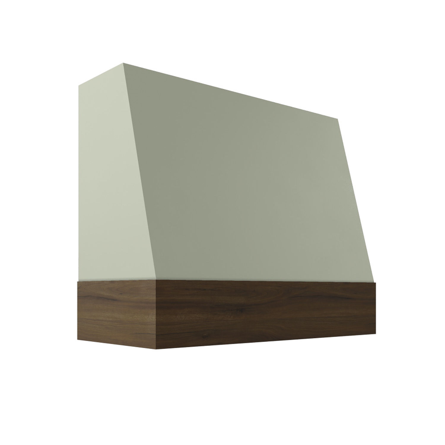 Angled Wood Hood - Smooth with Walnut Band - Sage Green