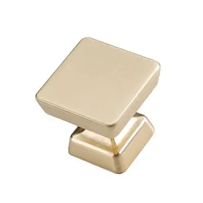 New York Square Contemporary Knob - Brushed Gold