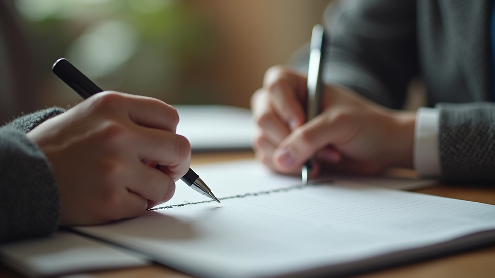 Close-up view of a therapist’s hand taking notes during a session