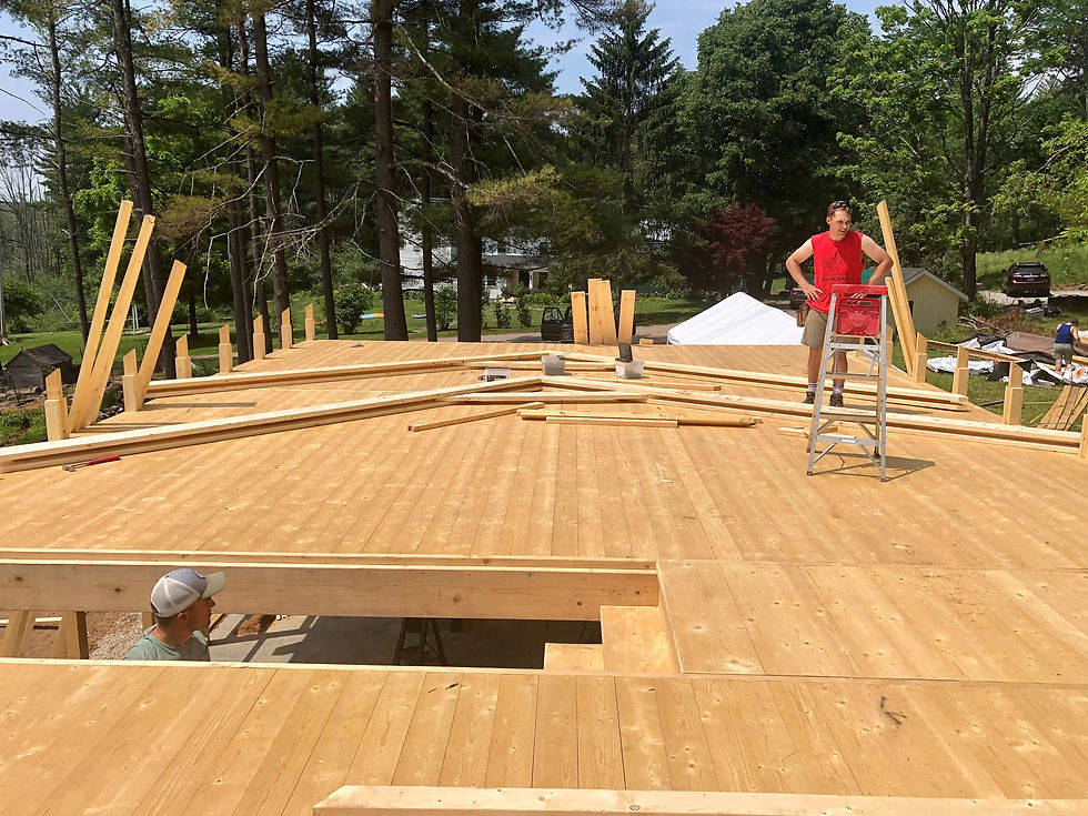 Building tricky rafters on a hot, hot day