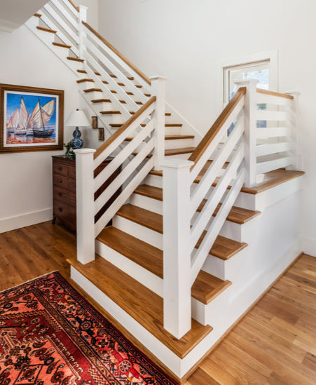 3. Wooden rails, posts, and handrail.