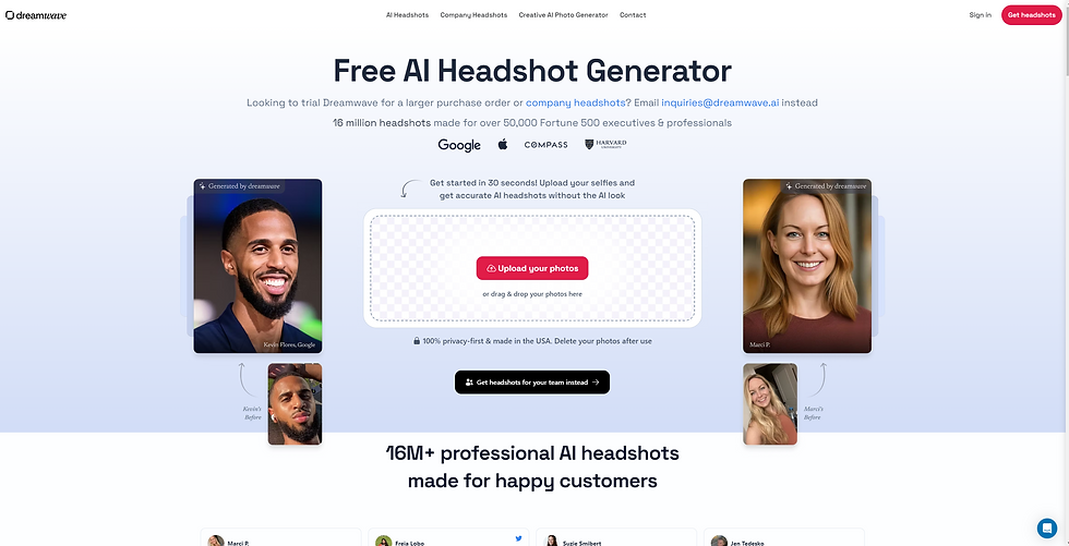 the screenshot of the headpro generator tool Dreamwave AI