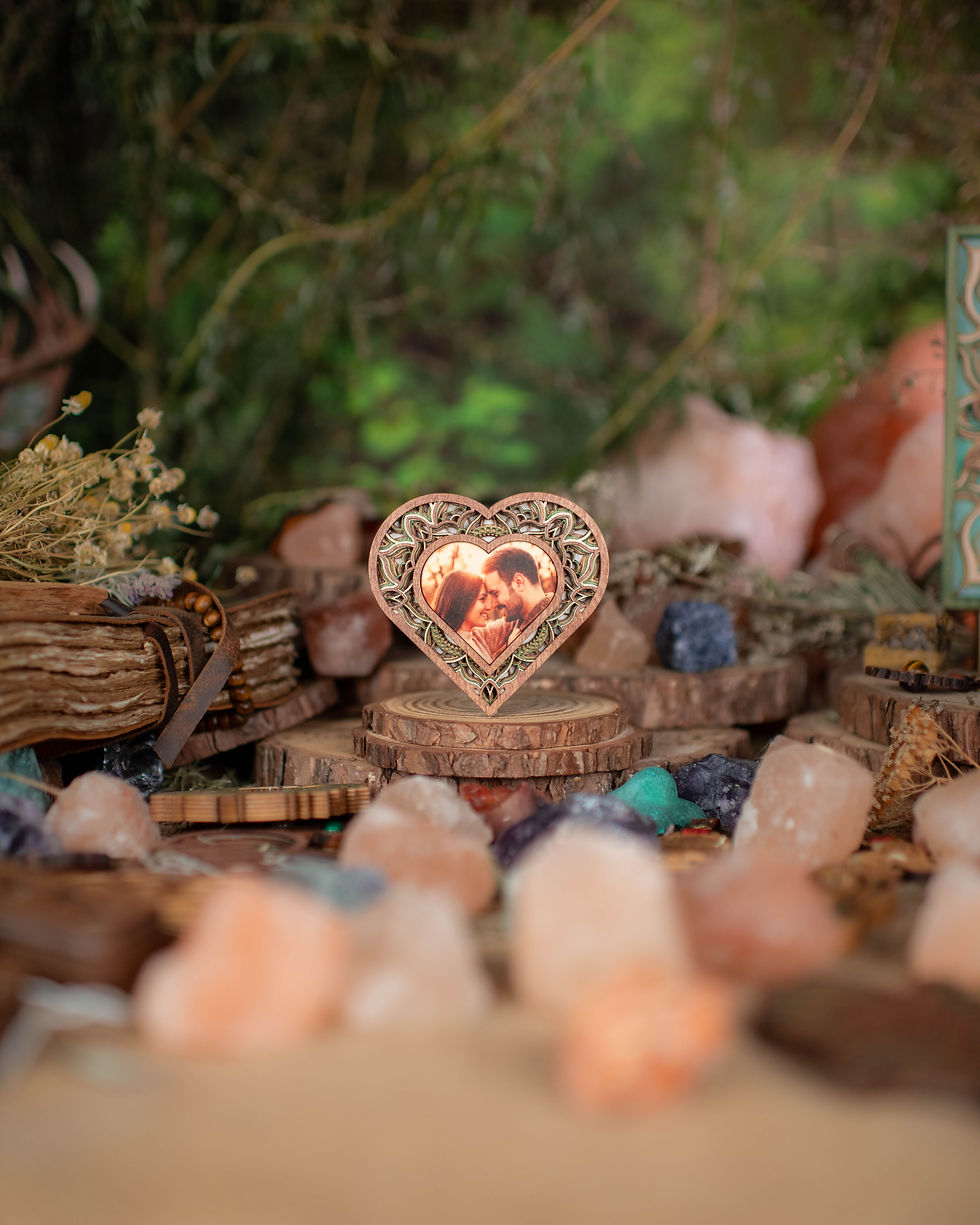 Thumbnail: Wooden heart magnet with custom photo of a couple
