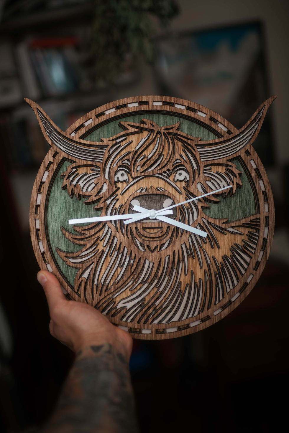 Thumbnail: Wooden Highland Cow clock