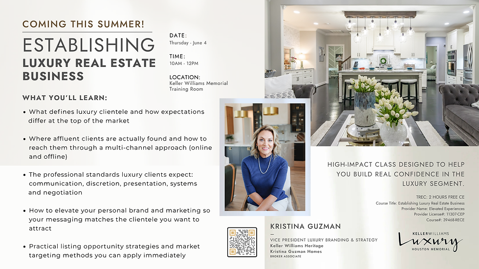 CANCELLED- Establishing Luxury Real Estate Business w/ Kristina Guzman