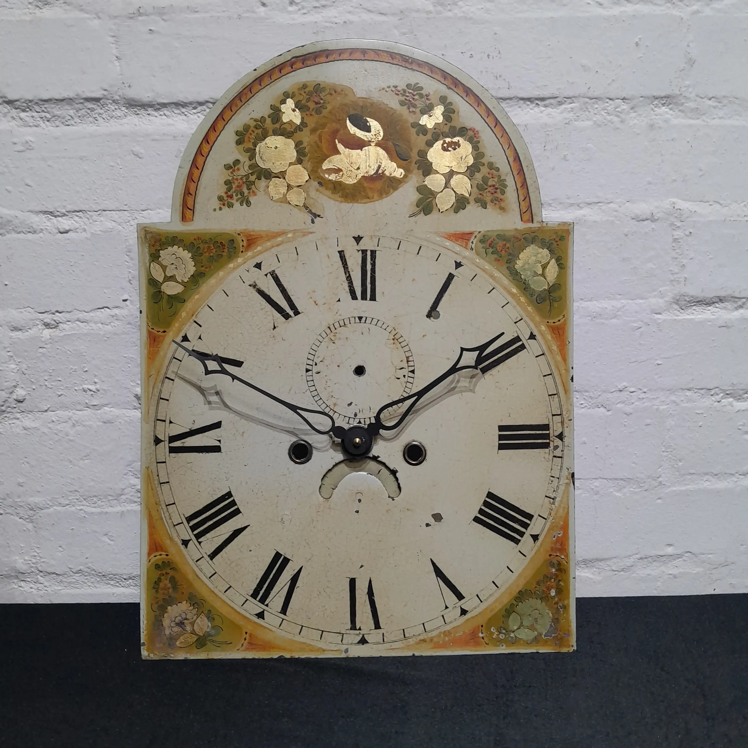755 - 19th Century Grandfather Clock face (fitted with cords movements)