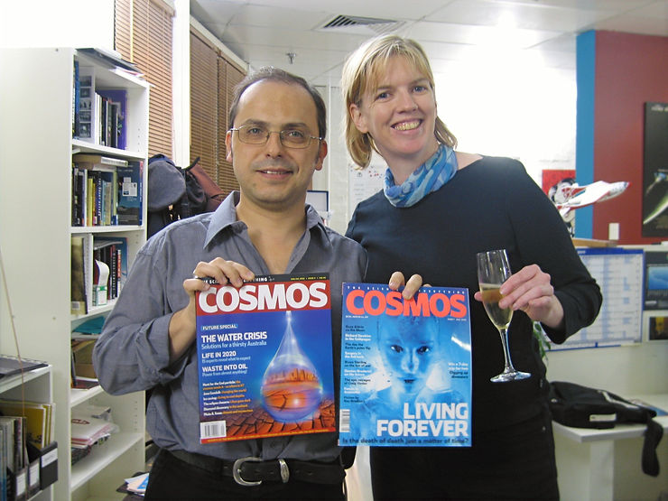 Editor Wilson da Silva and publisher Kylie Ahern at the offices of COSMOS