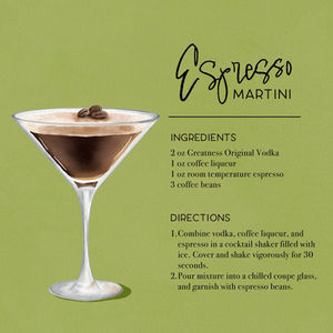 a recipe for an espresso martini with ingredients and directions