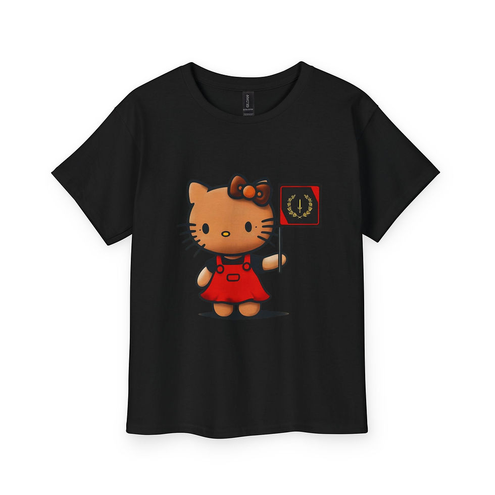 Thumbnail: Youth Tee - Cat Holding Black American Heritage Flag T-Shirt